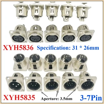 2ชิ้นXLRหญิงชายแจ็ค3/4/5/6/7ขาแผงเมาแจ็คเชื่อมต่อทองแดงติดต่อXLRโลหะซ็อกเก็ตเสียงไมโครโฟนเชื่อมต่อ 1