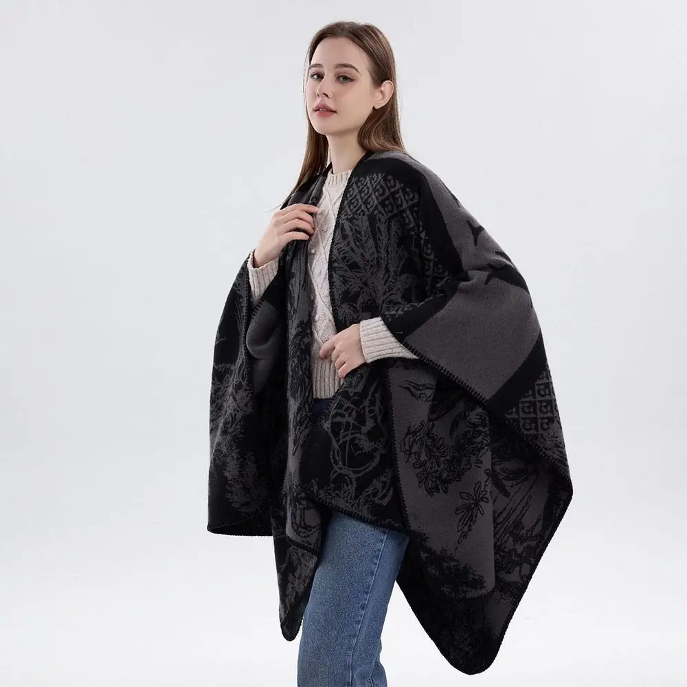 Warm Fleece Shawl Wrap Scarf Cashmere Cape for Women