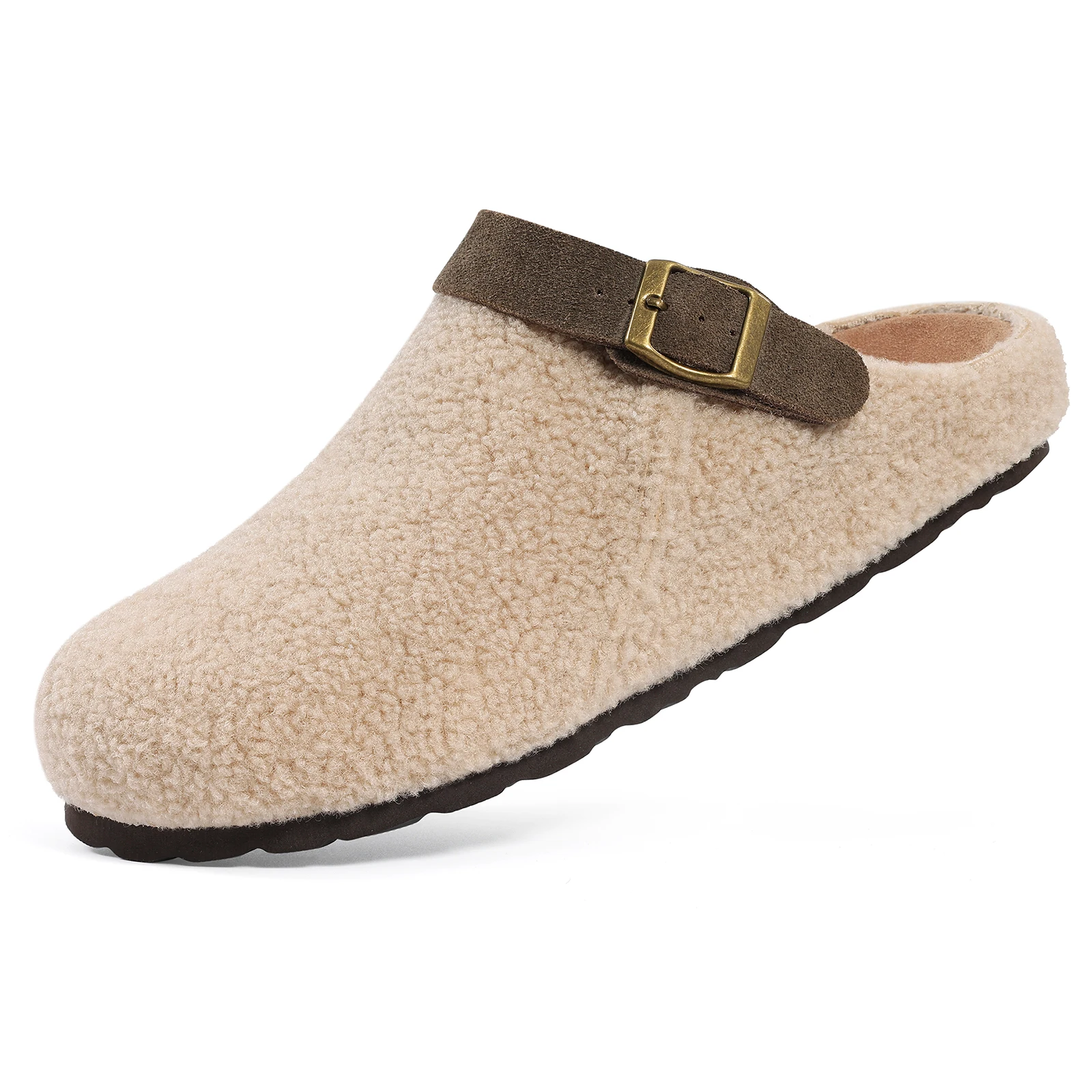 Women's Fluffy Slippers With Arch Support And Adjustable Buckle_voghion.com