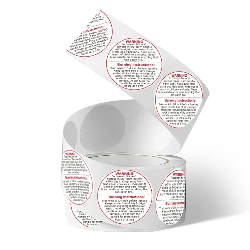 Candle Jar Container Label Wax Melting Safety Stickers Decal for Candle Jars and Votives Round Warning Label Sticker