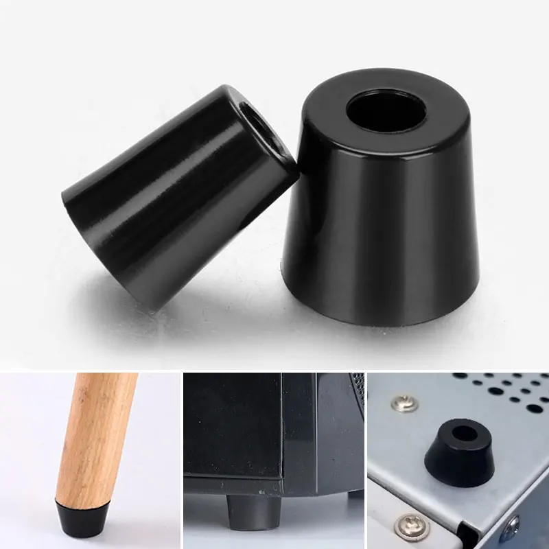 10pcs Anti Slip Furniture Legs Feet Black Speaker Cabinet Bed Table Box Conical Rubber Shock Pad Floor Protector Furniture Parts