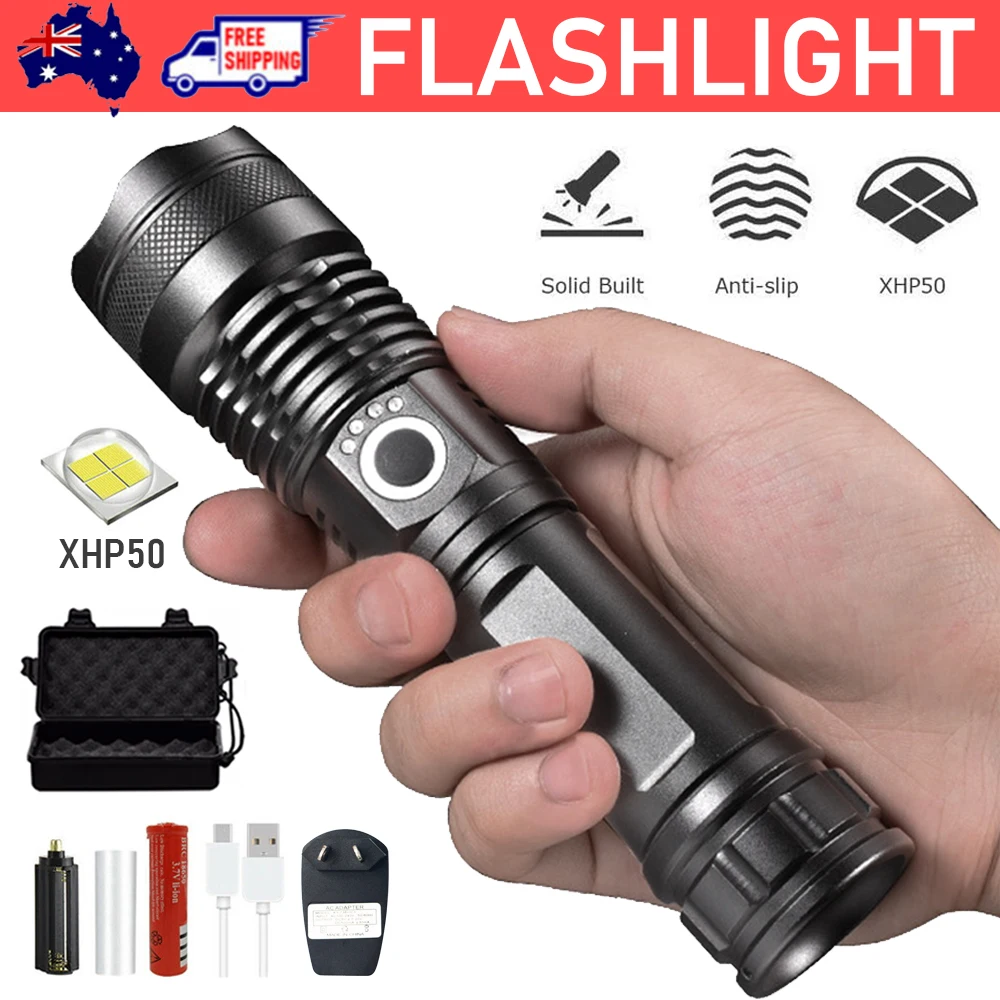 Most Powerful 15000000LM LED Military Torch USB Rechargeable Tactical Flashlight