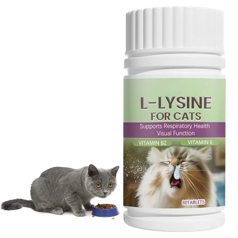 Cat liquid supplement Mild cats supplement for sneezing 80pcs kitten tears care tablets respiratory health overall body nutritional care tablets