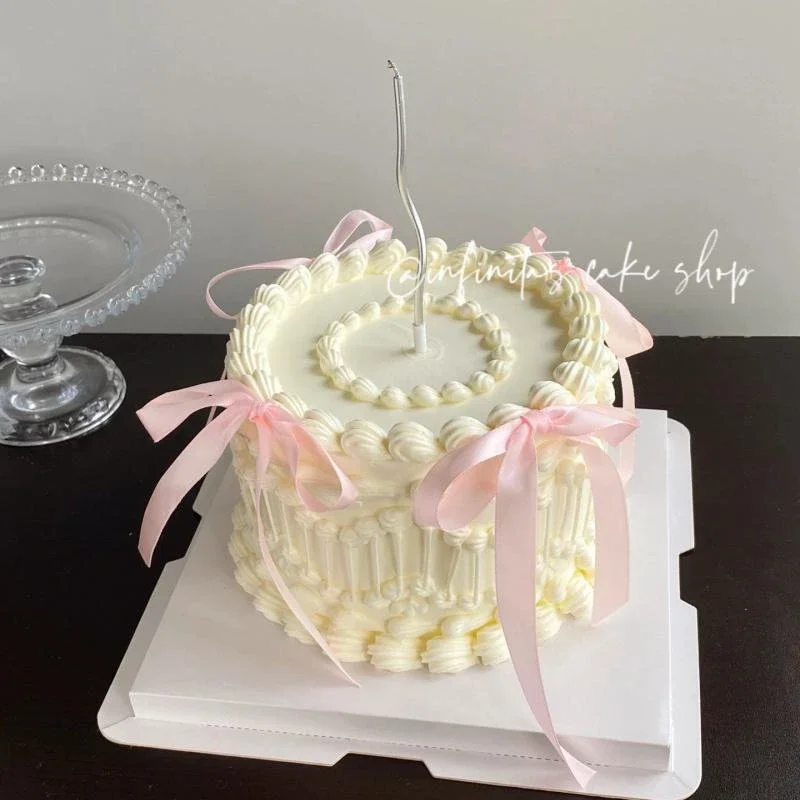 ケーキトッパー 結婚式 二次会 バレンタイン バレエリボンボウケーキトッパーピンクブラックボウケーキ