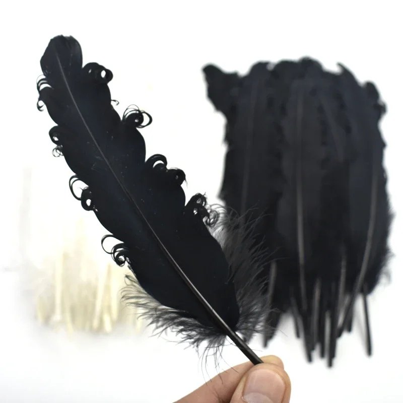 20 Stück weiße und schwarze gelockte Gänsefedern für Schmuckherstellung, Dekoration, Handarbeitszubehör, Cintas Decorativas – Detail 4