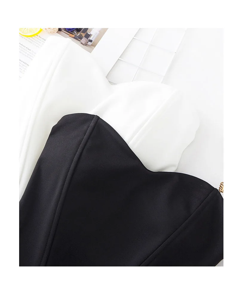 Description Picture 6 of itemWomen's Slimm Tube Tops With Bra Strapless Over Bust Butiers With Bones Camisole With Zipper Outwear For Clubwear