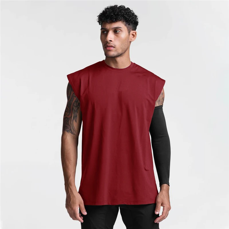 Summer Men's Mesh Gym Vest Quick Dry Loose Fitness Exercise Wide shoulder  Sports Sleeveless Shirt Bodybuilding Tank Top