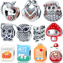 Real 925 prata esterlina azul zircon pós graduação aves grânulos encantos caber original pandora pulseiras bangle feminino para fazer jóias