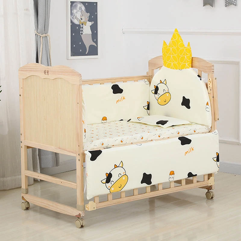 Baby Crib Bumper For Newborn Cotton Infant Bedding Set Detachable Zipper Bed Bumper Baby Room