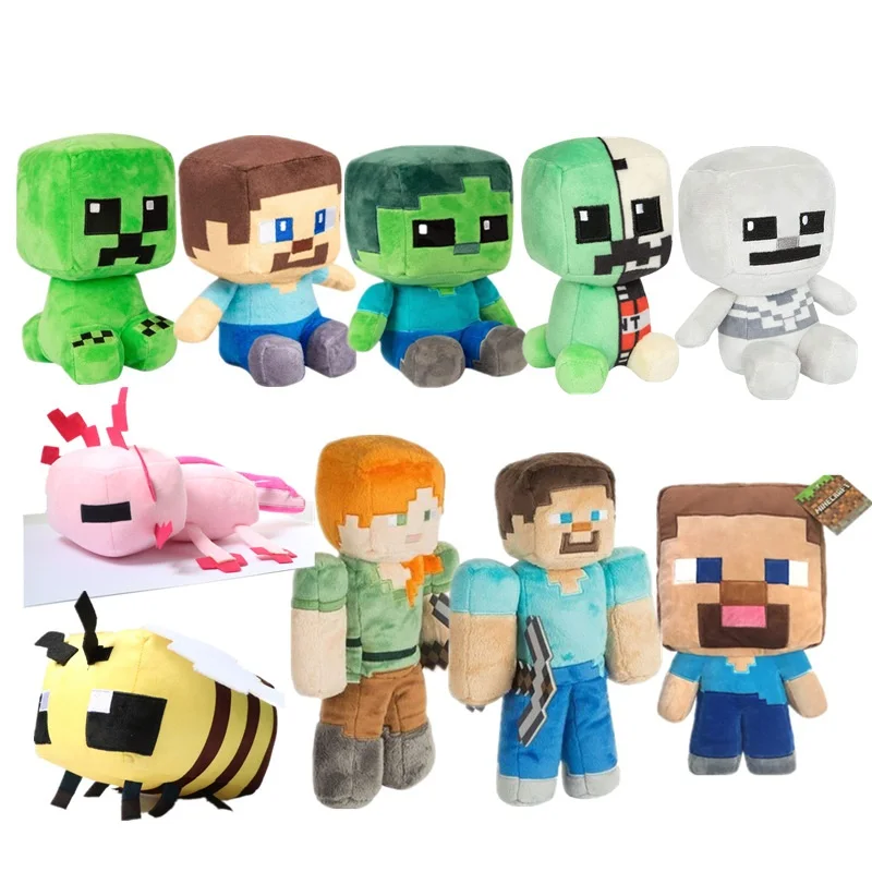 New Minecraft Zombie Creeper Peluche Bambola Steve Spider Ghost Skeleto Cotton Stuffe Model Doll Alex Enderman Kids Gift Game Toy