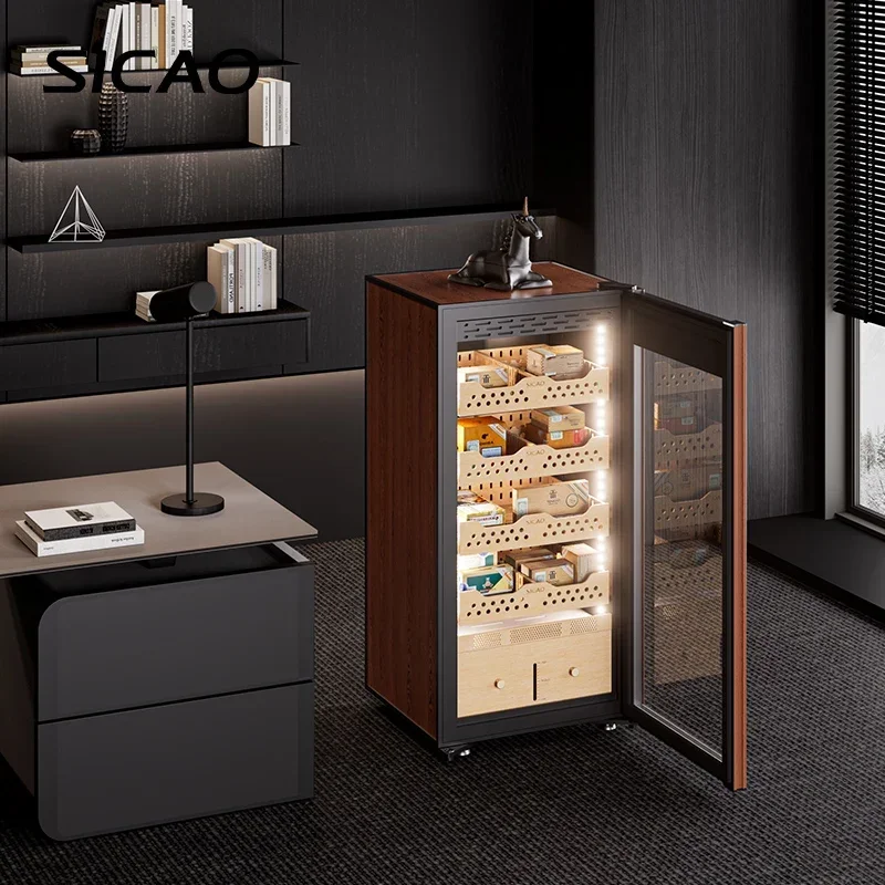 Small Cigar Humidor Electric 191L Hold 800 Thermoelectric 16-22℃ Spanish Cedar Wood Luxury Mini Cigar Cooler Cabinet