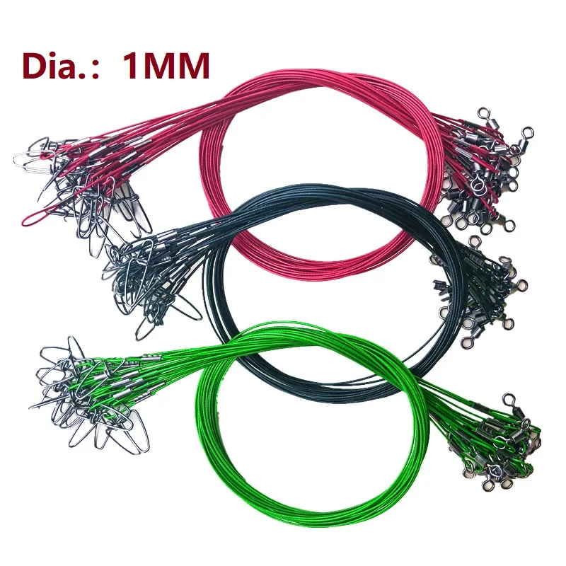 

10pcs Stainless Steel Fishing Wire Leader Line Max Drag 67KG Sea Fishing Connector with Swivel for Lure Hooks High Strength 50cm