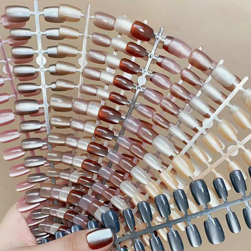 30Pcs Cat Eye Gradient Press On Fake Nails
