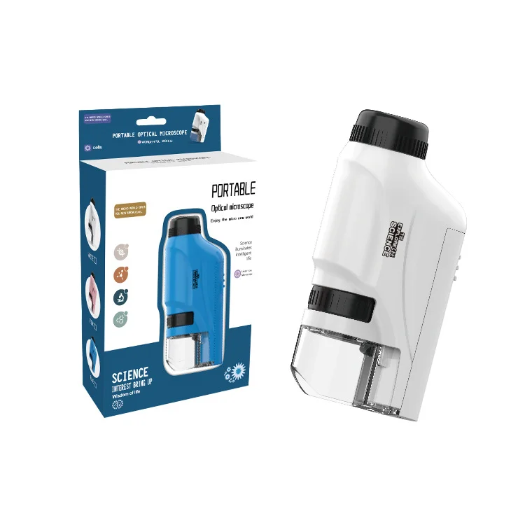 Microscope portatif de laboratoire 60-120x, alimenté par batterie, avec lumière LED, Microscope scientifique pour enfants