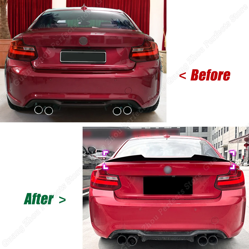 자동차 트렁크 리드 리어 스포일러 윙 M4 스타일, BMW 2 시리즈 F22 F87 2015-2019 테일 윙 바디 튜닝 장식, 글로스 블랙 ABS