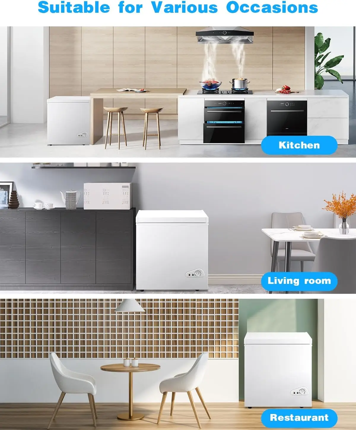 .Ft Deep Compact Freezer, Chest Freezer with a Removable Basket 7 Gears Adjustable Temperature Control(-18°F to -46°F) for Garag 5