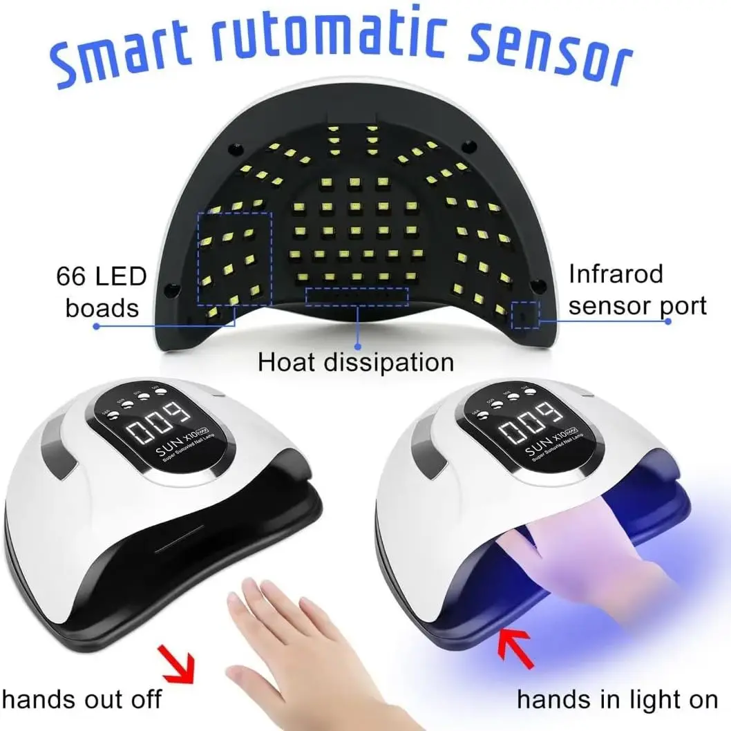 280W LED UV Nail Drying Lamp 66 Beads Lamp For Manicure With Motion Sensing Large Space For Fast Curing Gel Polish And Home Use 2