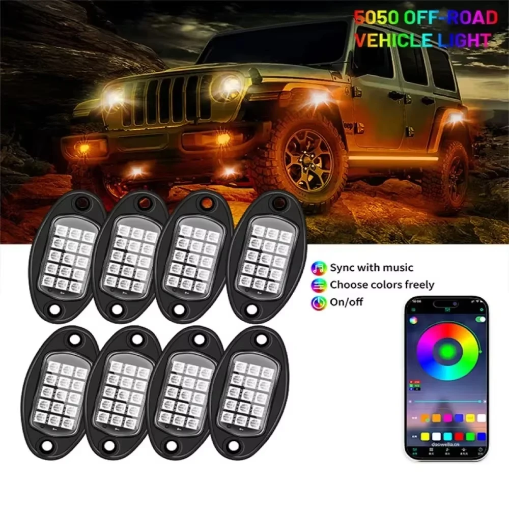 For Offroad Truck SUV music Control RGB Ambient Lights Off-road car chassis modification Bluetooth APP control decorative light