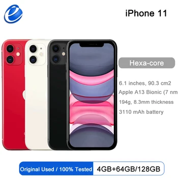 Apple iPhone 11 6.1" Original Liquid Retina IPS LCD 64/128/256GB A13 IOS A2221 A2111 Genuine iPhone11 Unlocked 4G LTE Cell Phone 1