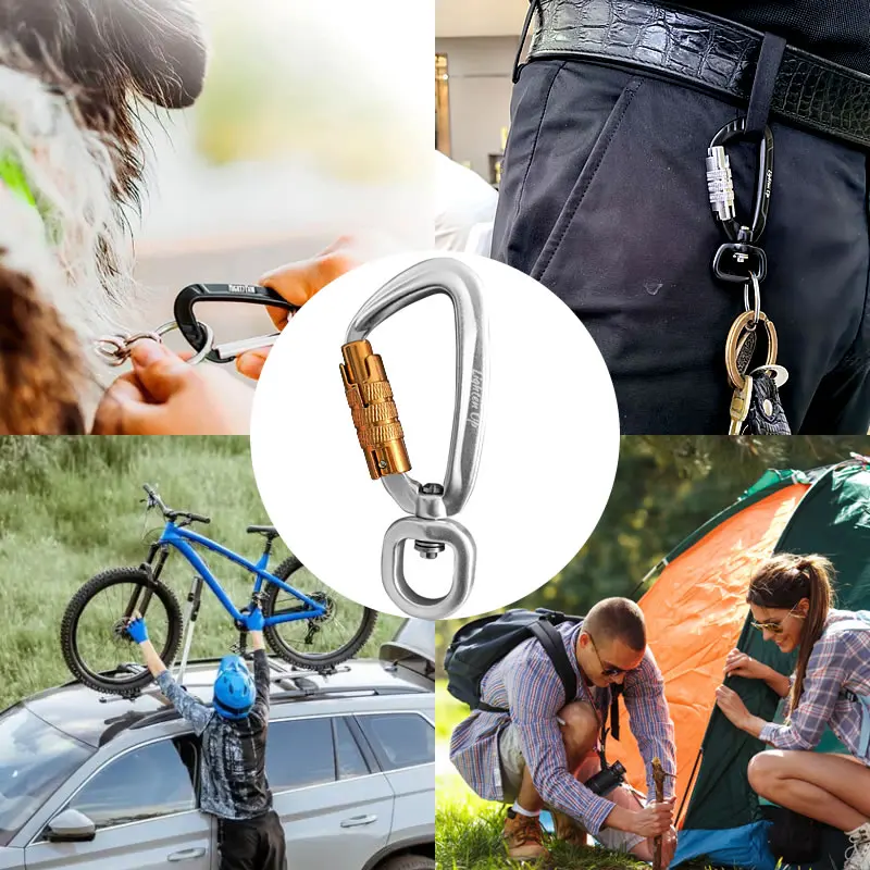 Climbing Carabiner Keychain Key Ring 4KN Swivel Carabiner Clip