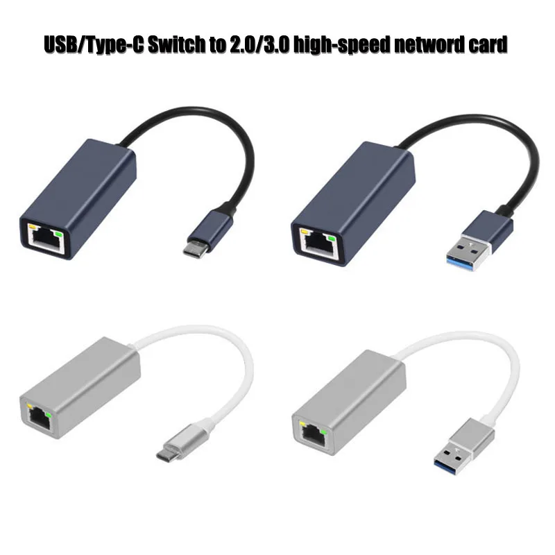 1000Mbps Wired Network Card USB Ethernet Adapter USB 3.0 to RJ45 Type C to RJ45 LAN Adapter Cable for MacBook PC Windows