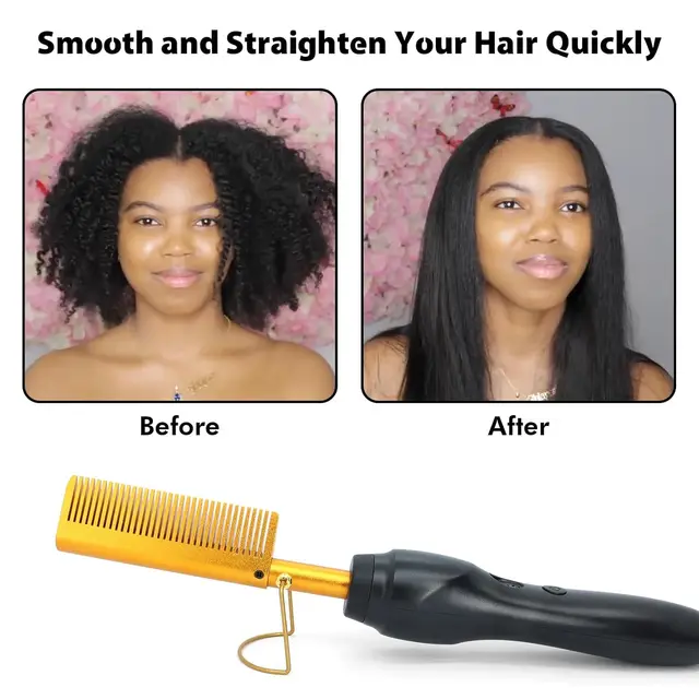 Fer à lisser les cheveux fers plats utilisation sèche et humide peigne chaud chauffage cheveux raides Styler fer à friser peigne chauffage rapide presse peigne 1
