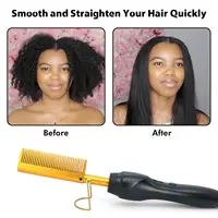 Hair Straightener Flat Irons Wet Dry Use Hot Comb Heating Hair Straight Styler Curling Iron Comb Fast Heating Press Comb 1