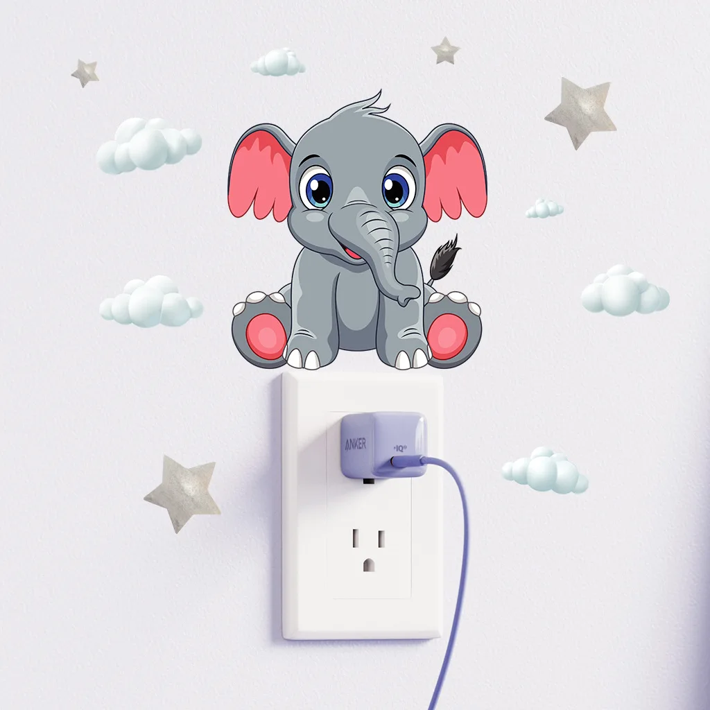 New Luminous Wall Stickers Luminous Little Elephant Cloud Wall Stickers Baby Kids Room Decor Bedroom Home Decoration Glow In The Dark Combination Decal