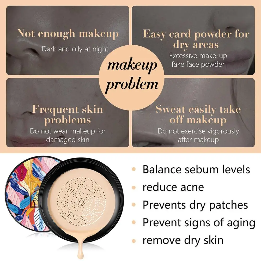 BB Cream Mushroom Head Air Cushion CC Cream With Powder Puff Moisturizing Brightening Foundation Concealer Base Makeup Cosmetics
