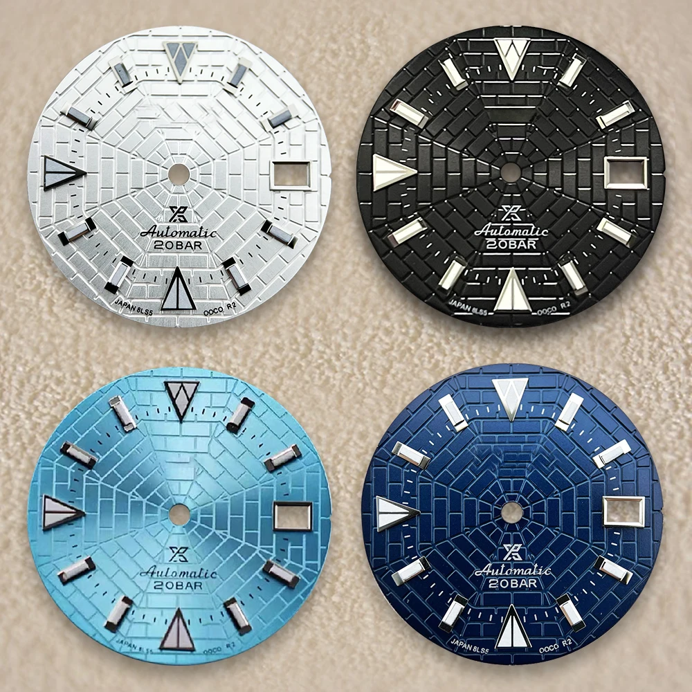 

28.5mm S Logo Cobweb Dial Fit NH35/NH3/4R7S Japanese Automatic Movement Green Luminou Watch Modification Accessories