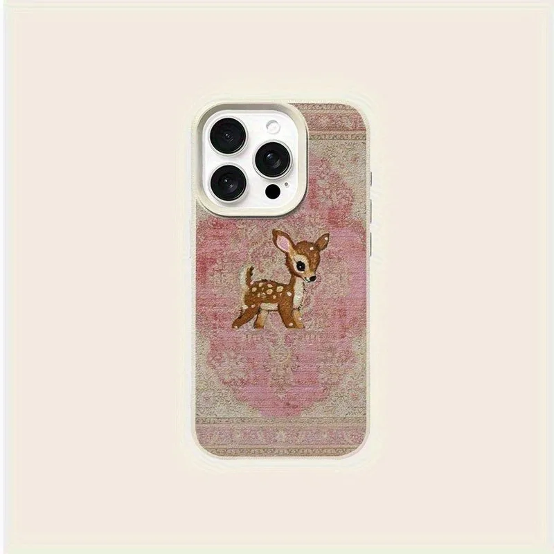 Luxurious Brown Deer Textured Lychee Pattern Soft Phone Case
