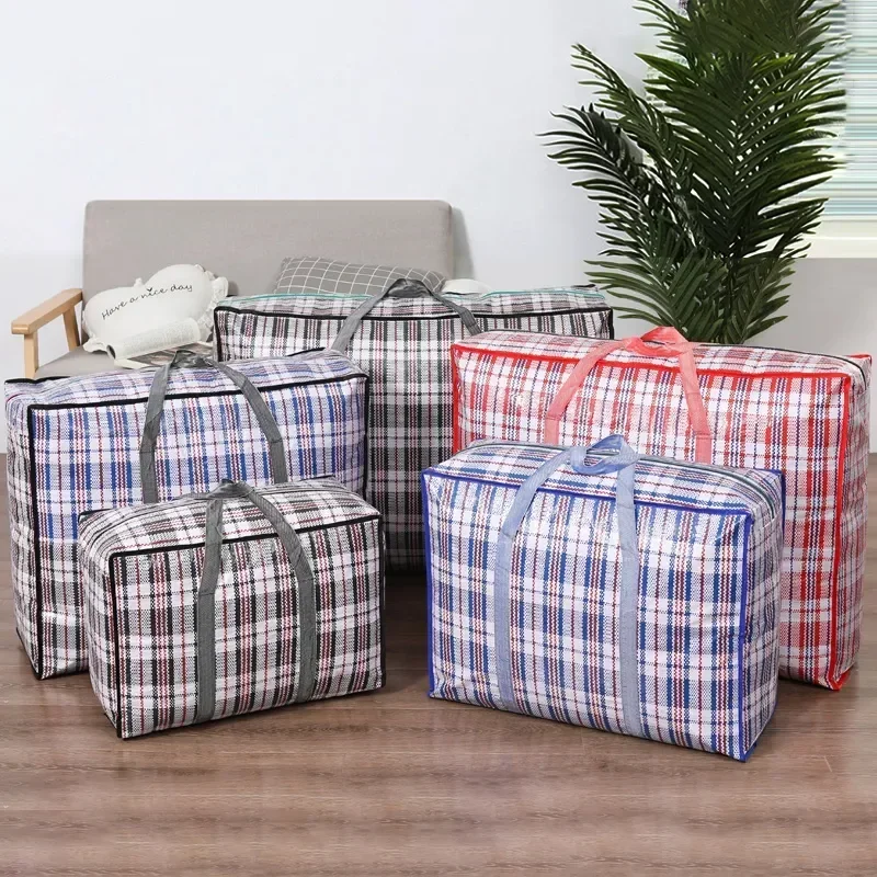 1pc Simple Striped Quilt Clothing Storage Bag For Household