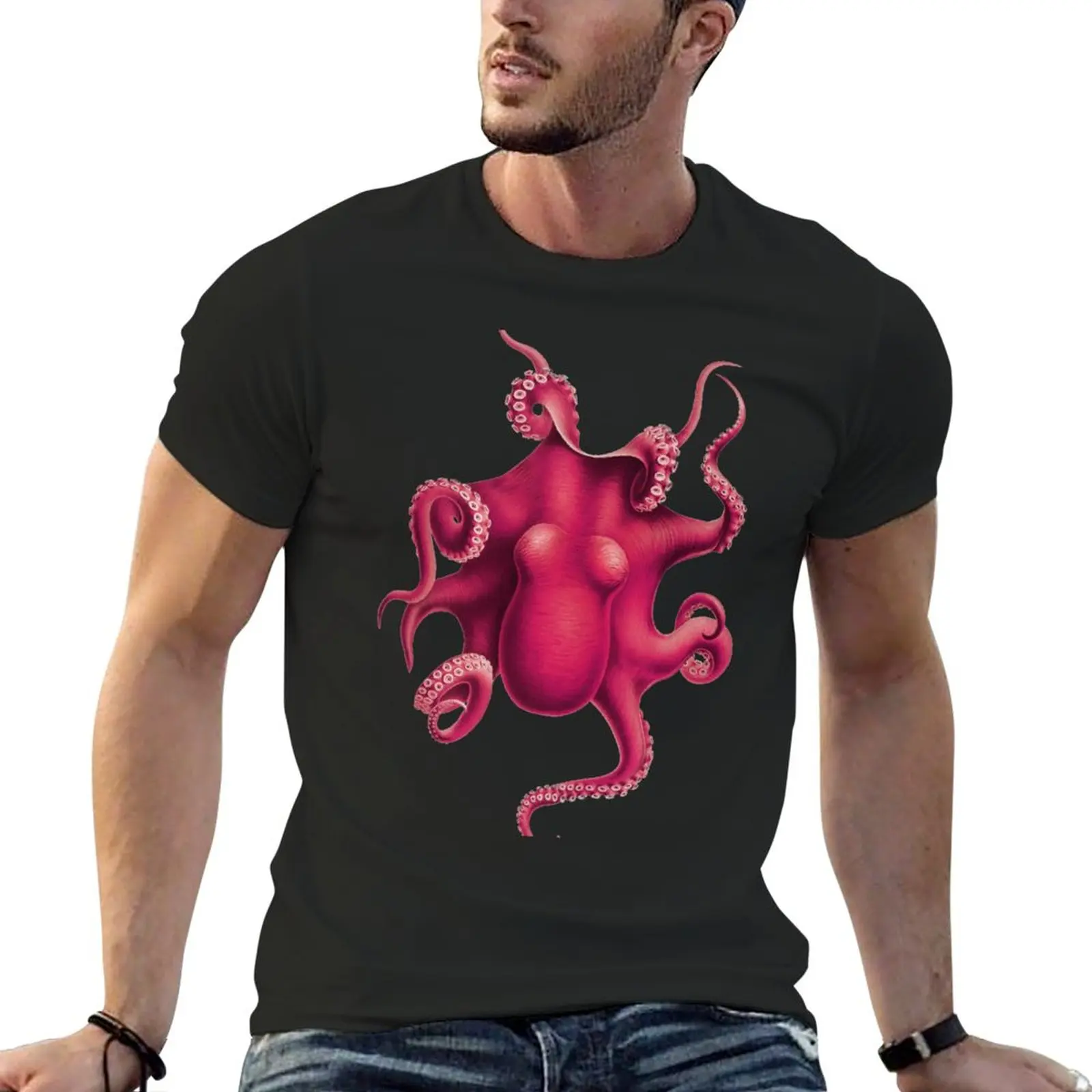 

Pink Vintage Octopus T-Shirt custom t shirts graphic t shirts T-shirts for men cotton