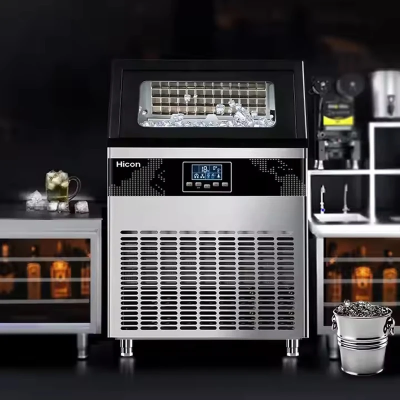 High Efficiency Ice Making Machine Commercial Ice Maker Milk Tea Shop Large Scale Cube Making Machine