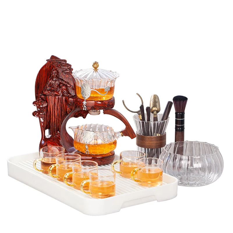 Creative Buddha Statue Glass Tea Set Automatic Teapot Tea Heat-resistant Kungfu Drinking Make Injection