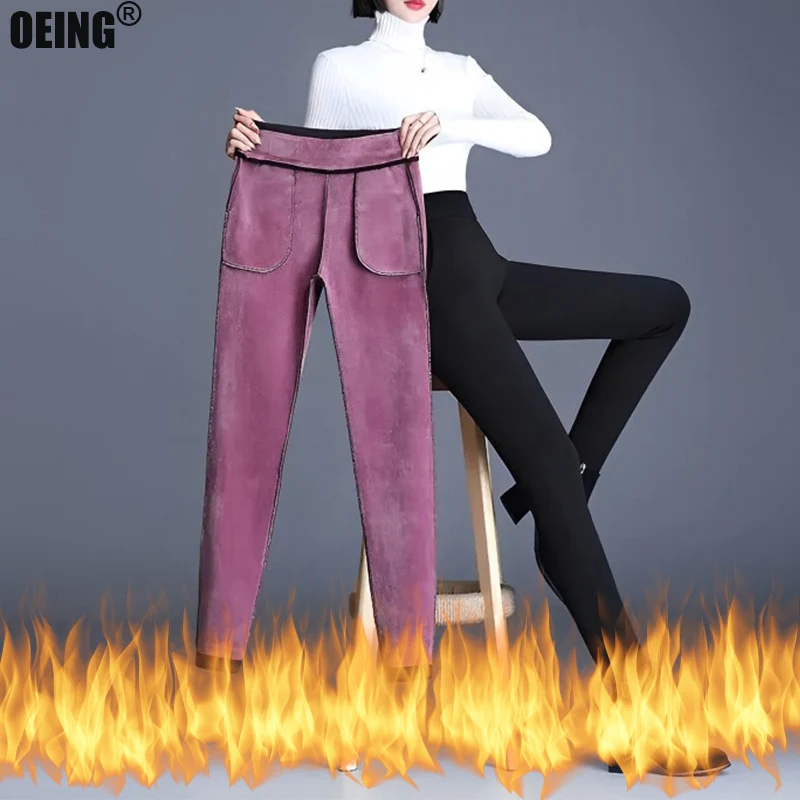 

Winter Woman Clothing Sexy Plus Velvet Leggings Skinny Korean Fashion Women Pants High Waist Trousers Elastic Warm Yoga Leggings