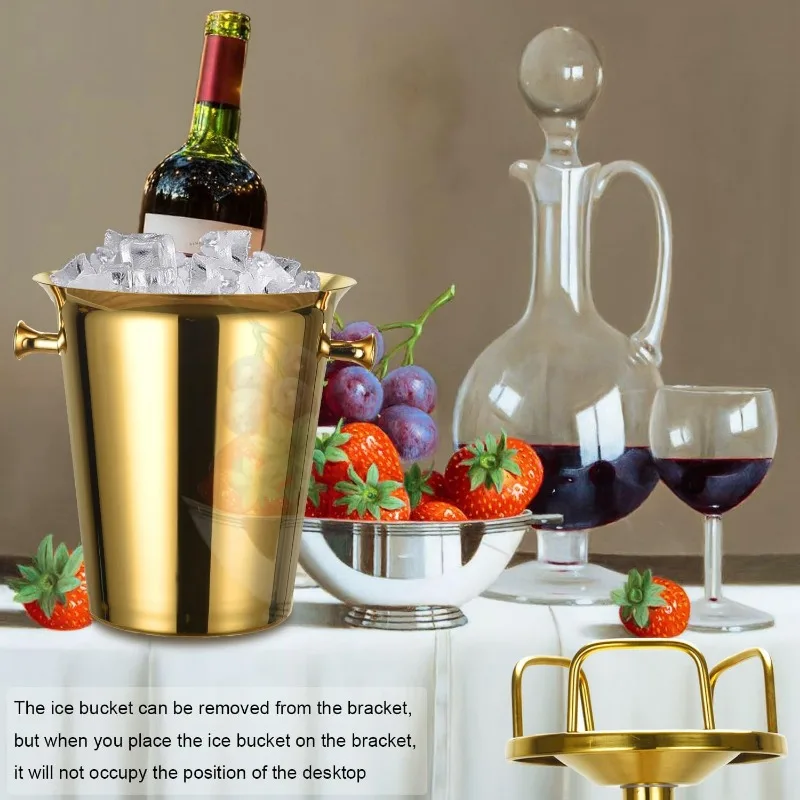 Champagne Bucket with Stand,Ice Bucket with Stand Stainless Steel Wine Chiller On Stand 12Lb Hammered Tall Ice