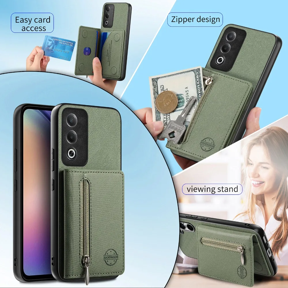 Luxury RFID Leather Card Holder Shockproof Phone Case - Bumper Armor Cover