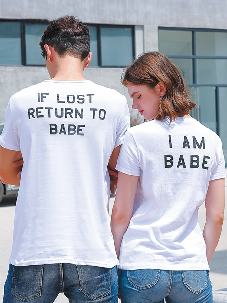 If Lost Return To Babe I Am Babe T Shirt Men Women Letters Printed Funny Couple