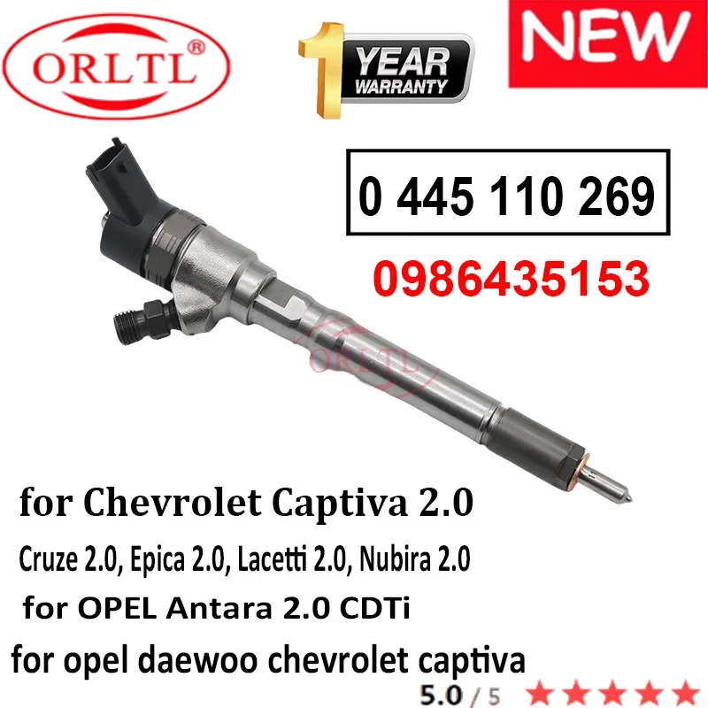 

ORLTL New 0445110269 Common Rail Diesel Injector 0 445 110 269 For OPEL VAUXHALL Z 20 DM Engine OEM 96440397 15062057F