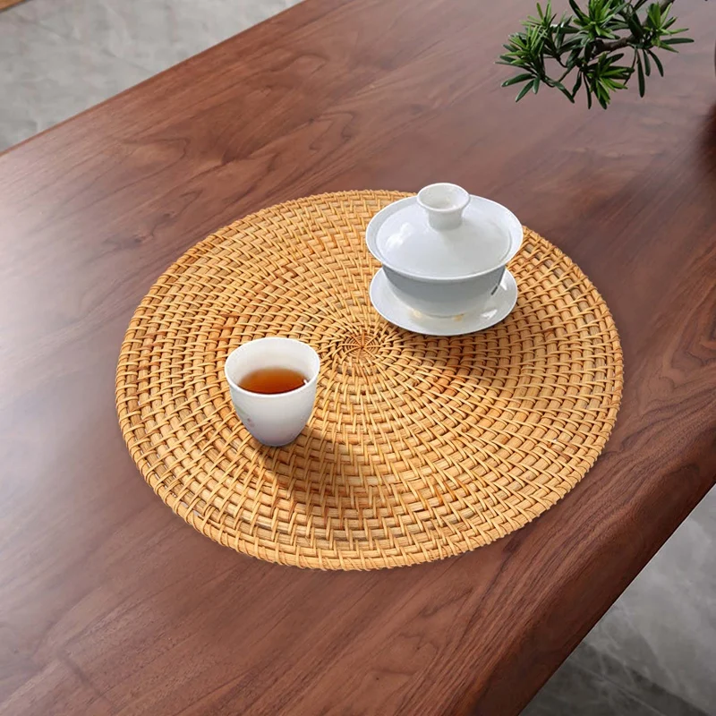 Handwoven Rattan Round Placemats Heat Resistant