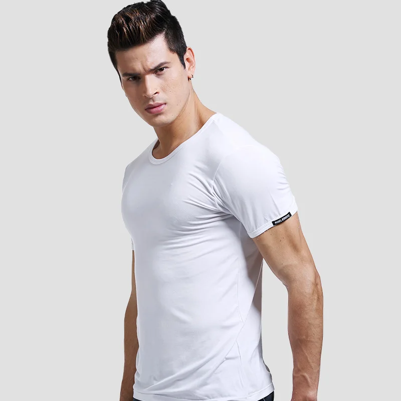 Men's Summer Short-Sleeved T-Shirt Thin Round Neck Tight Slim Vest