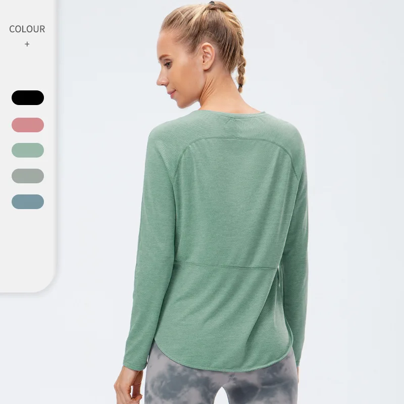 

Same autumn elastic quick drying, breathable tight fitting slimming fitness Lulu yoga suit women's yoga long sleeves