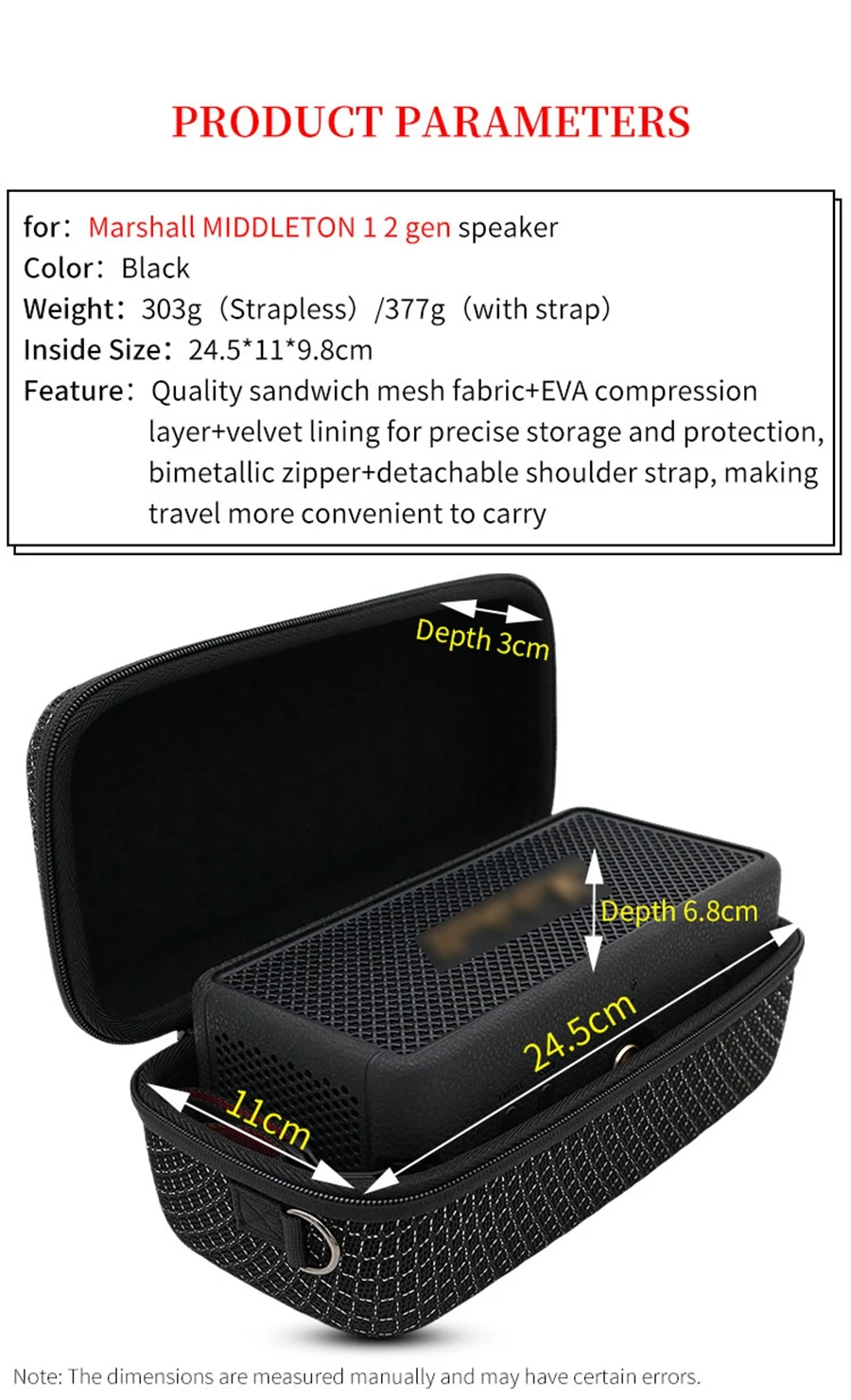 Portable Speaker Bag for Marshall MIDDLETON I II Speaker Sound Permeable Bags Middleton 1/2 Gen Travel Carrying Transparent Case