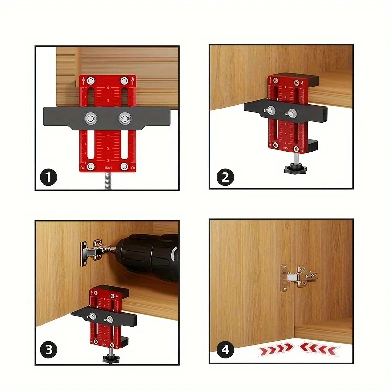 Cabinet Door Mounting Jig W/ Support Arm&Clamp,Aluminum Cabinet Door Positionner for Installing Cabinets W/ Face Frame/Frameless