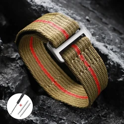 Durable Military - Style Nylon Strap with Hook and Loop Fastener - Waterproof - 22mm (Green Red)