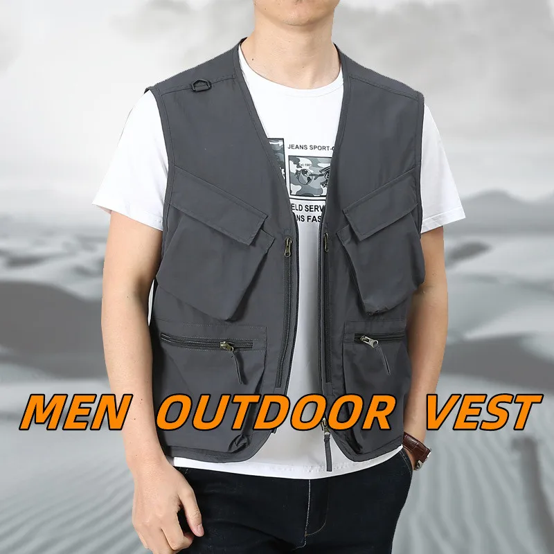 Description Picture 4 of itemSummer New Vests Men US Plus Size Outdoor Tech Wear Tactical Multi-pocket Slant Pockets Camping Fishing Hiking Safari Cargo Vest