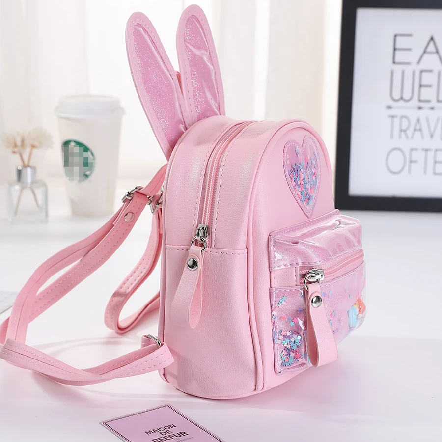 Girl's backpack, fashionable sequins, cute rabbit, mini backpack for children, casual outing 4