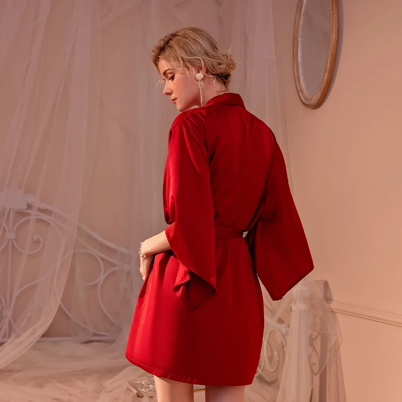 Fairy Contract Sexy Ice Silk Pama Camicia da notte da donna Advanced Sense Halter Camicia da notte in 3 pezzi Set Summer Home Wear_voghion.com