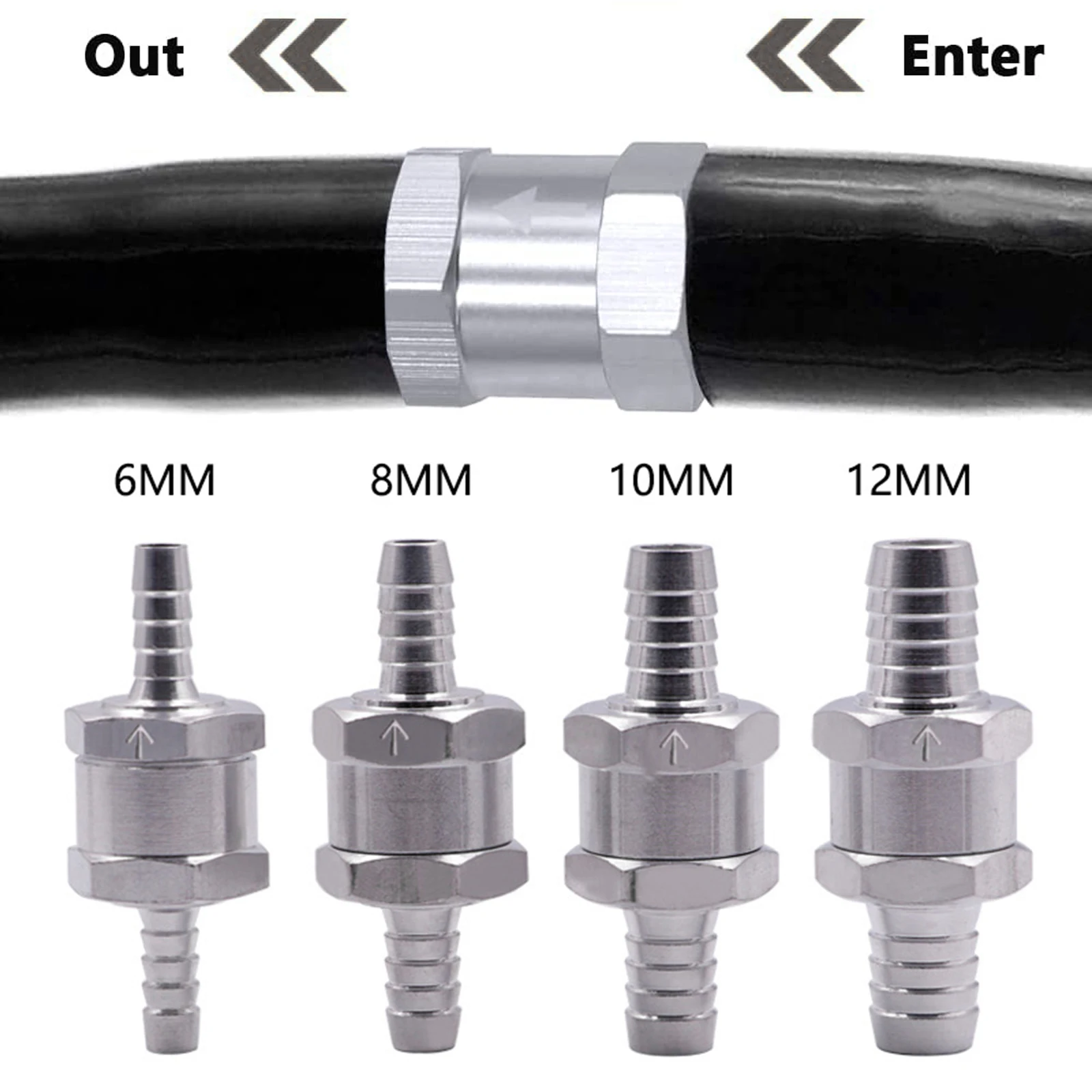 NEW Fuel Non Return Check Valve 6/8/10/12mm Aluminium Alloy Petrol Diesel Water Fuel Line One Way For Jeep car